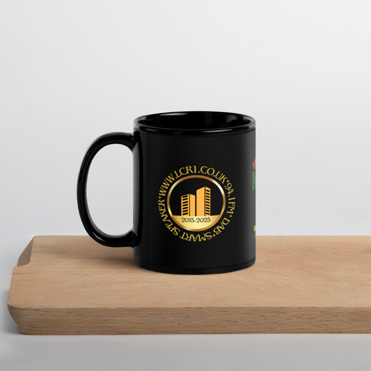 "One Good Thing About Music" LCR Black Glossy mug