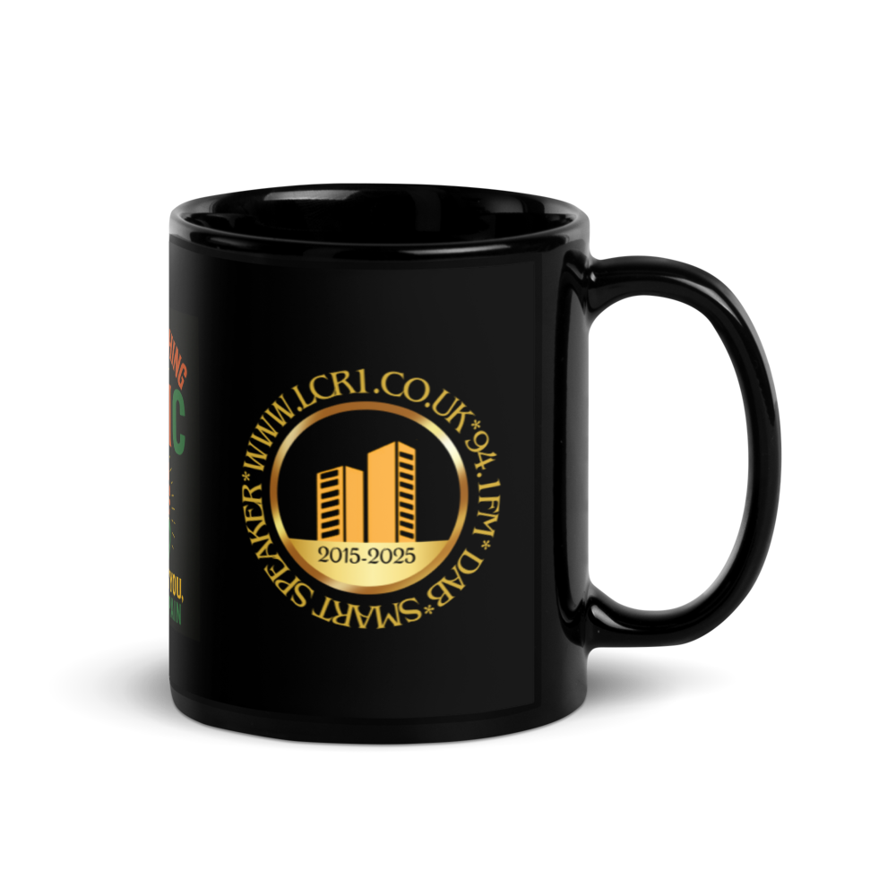 "One Good Thing About Music"  LCR Black Glossy mug